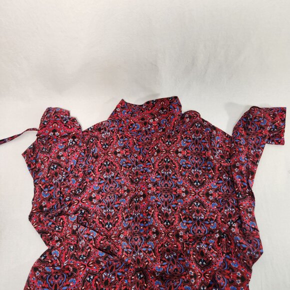 CATHERINES Preppy Multicolor Floral Roll Tab Shirt Tunic Top Size 4X New No Tag! - Picture 10 of 16